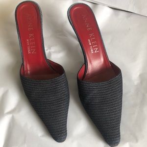 Navy with cream stitching sling back shoes